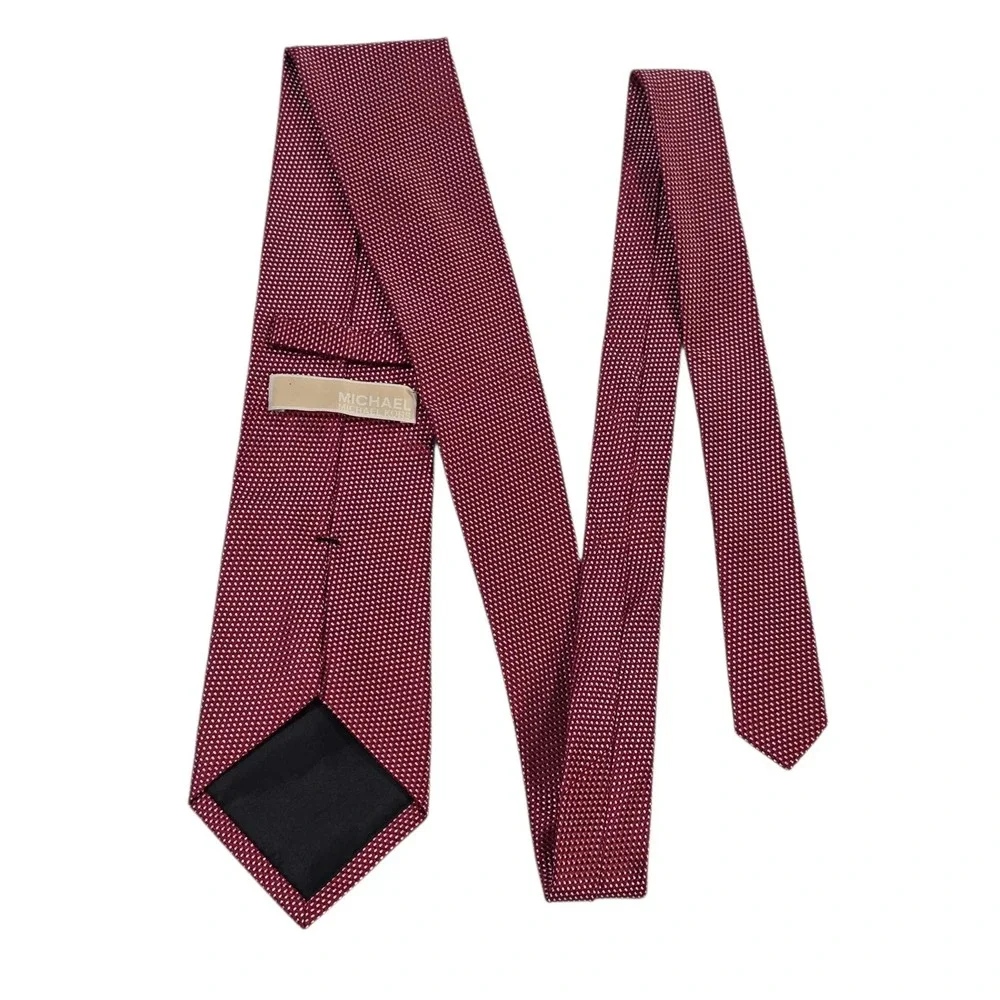 Michael Kors Silk Jacquard Micro Dot Tie‎ Burgundy Red Textured Men's Neckwear